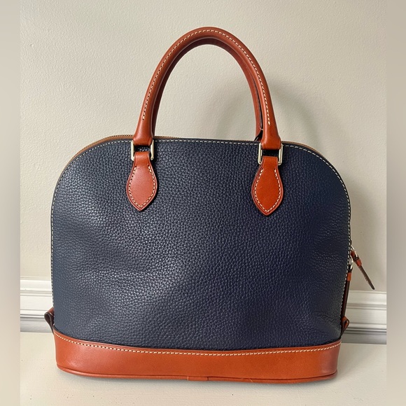 Dooney & Bourke Navy and brown leather handbag - Picture 3 of 10